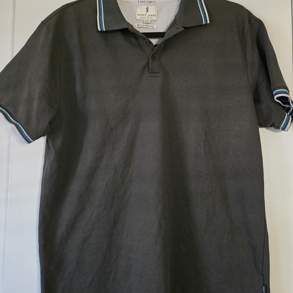 Scott James Charcoal Polo with Blue Accents